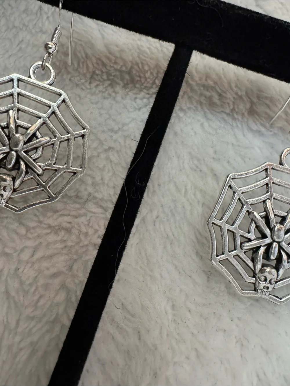 Silver Spider Web Drop Earrings - Women Jewelry